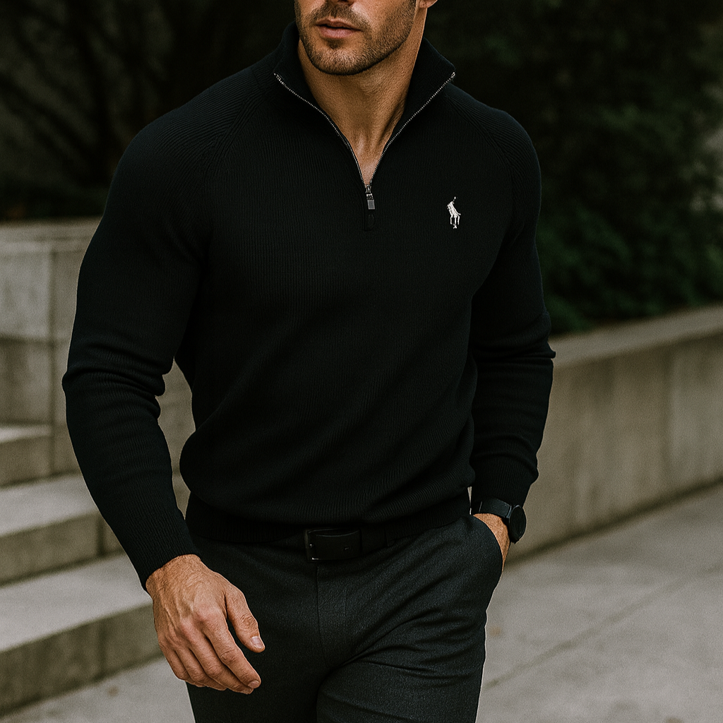 Pullover mit Reißverschlusskragen R&L + kostenlose Uhr