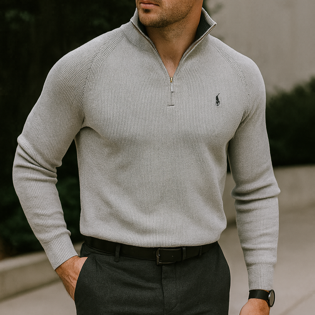 Pullover mit Reißverschlusskragen R&L + kostenlose Uhr