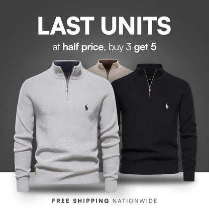 Pullover mit Reißverschlusskragen R&amp;L + kostenlose Uhr